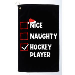 Nice Naughty Hockey Player List Christmas Santa Claus Gift Platinum Collection Golf Towel