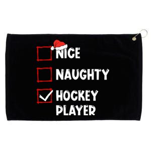 Nice Naughty Hockey Player List Christmas Santa Claus Gift Grommeted Golf Towel