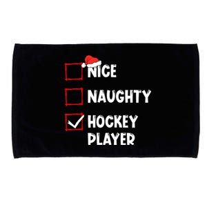 Nice Naughty Hockey Player List Christmas Santa Claus Gift Microfiber Hand Towel