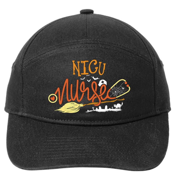 NICU Nurse Halloween RN ICU Neonatal Nursing Witch on Broom 7-Panel Snapback Hat