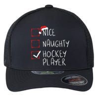 Nice Naughty Hockey Player List Christmas Santa Claus Flexfit Unipanel Trucker Cap