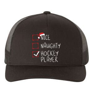 Nice Naughty Hockey Player List Christmas Santa Claus Yupoong Adult 5-Panel Trucker Hat