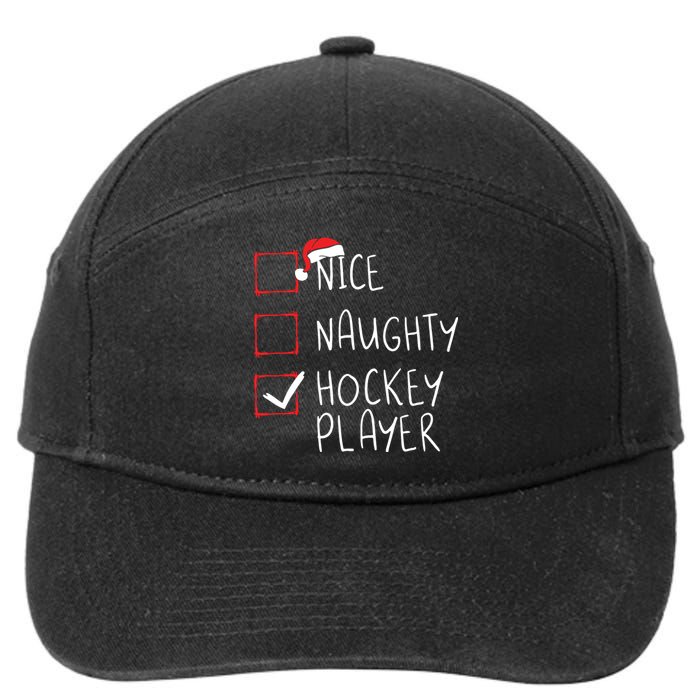 Nice Naughty Hockey Player List Christmas Santa Claus 7-Panel Snapback Hat