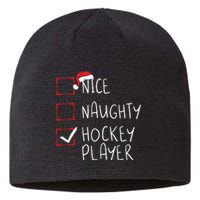 Nice Naughty Hockey Player List Christmas Santa Claus Sustainable Beanie