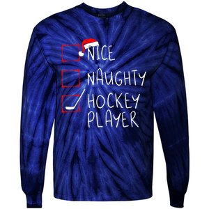 Nice Naughty Hockey Player List Christmas Santa Claus  Tie-Dye Long Sleeve Shirt