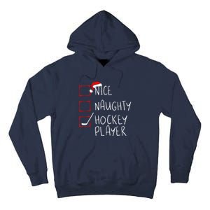 Nice Naughty Hockey Player List Christmas Santa Claus  Tall Hoodie