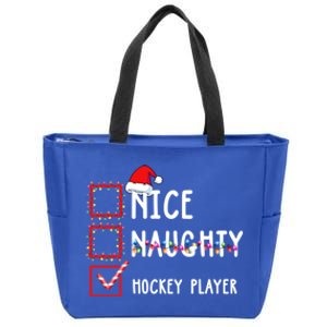 Nice Naughty Hockey Player Christmas List Santa Claus Gift Zip Tote Bag