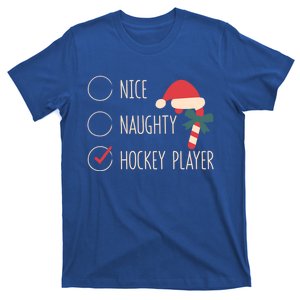 Nice Naughty Hockey Player Christmas Santa Claus Coach Fan Cool Gift T-Shirt