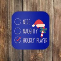 Nice Naughty Hockey Player Christmas Santa Claus Coach Fan Cool Gift Coaster