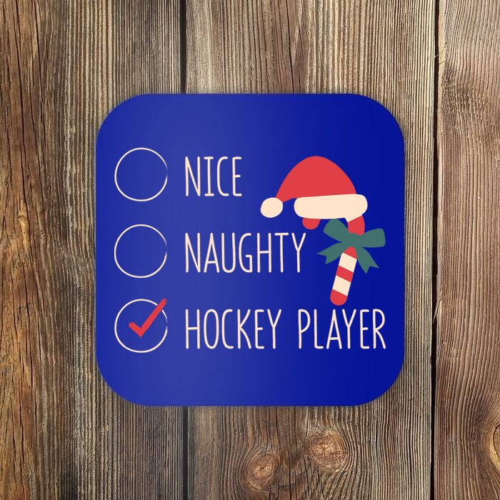 Nice Naughty Hockey Player Christmas Santa Claus Coach Fan Cool Gift Coaster