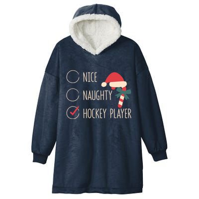 Nice Naughty Hockey Player Christmas Santa Claus Coach Fan Cool Gift Hooded Wearable Blanket