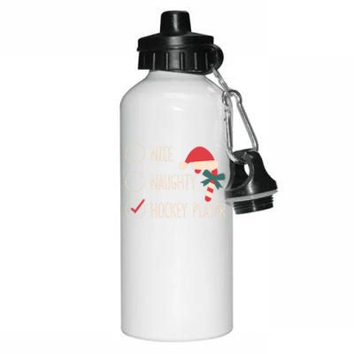 Nice Naughty Hockey Player Christmas Santa Claus Coach Fan Cool Gift Aluminum Water Bottle