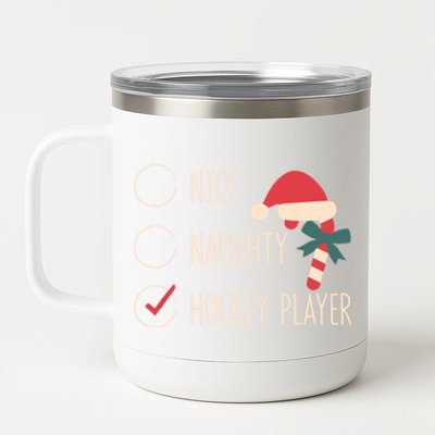 Nice Naughty Hockey Player Christmas Santa Claus Coach Fan Cool Gift 12 oz Stainless Steel Tumbler Cup