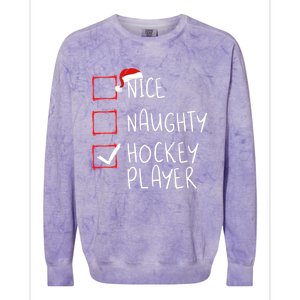 Nice Naughty Hockey Player List Christmas Santa Claus Gift Colorblast Crewneck Sweatshirt