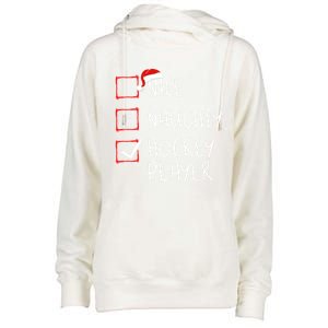 Nice Naughty Hockey Player List Christmas Santa Claus Gift Womens Funnel Neck Pullover Hood