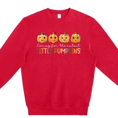 Nicu Nurse Halloween Cutest Pumpkins Mother Baby Nurse Fall Premium Crewneck Sweatshirt