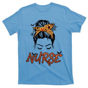 Nurse Nursing Halloween Messy Bun Halloween Nurse Gift T-Shirt