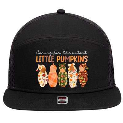 Nicu Nurse Halloween Cutest Pumpkins Mother Nurse Fall Gift 7 Panel Mesh Trucker Snapback Hat