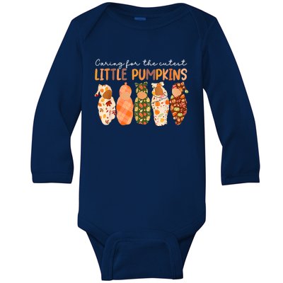 Nicu Nurse Halloween Cutest Pumpkins Mother Nurse Fall Gift Baby Long Sleeve Bodysuit