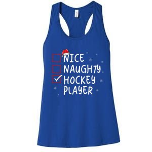 Nice Naughty Hockey Player Christmas Funny Xmas Santa Hat Gift Women's Racerback Tank