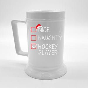 Nice Naughty Hockey Player Christmas List For Santa Claus Gift Beer Stein