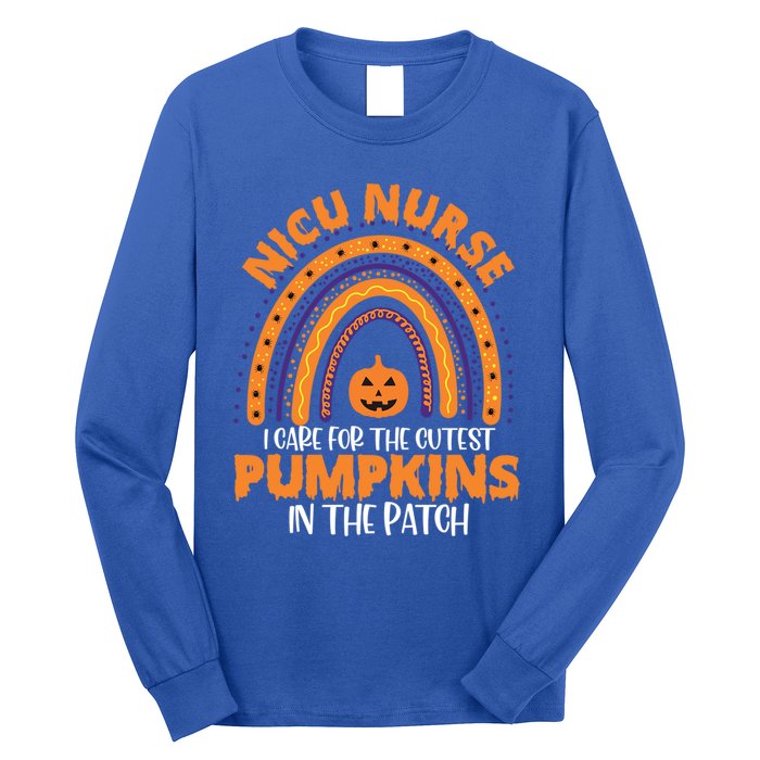 Nicu Nurse Halloween Rainbow Cutest Pumpkins In The Patch Gift Long Sleeve Shirt