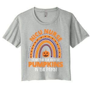 Nicu Nurse Halloween Rainbow Cutest Pumpkins In The Patch Gift Women's Crop Top Tee