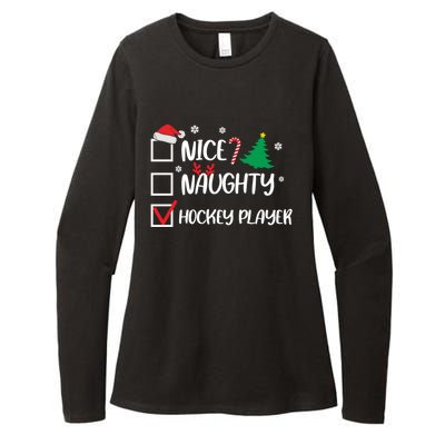 Nice Naughty Hockey Player Christmas List Santa Gift Womens CVC Long Sleeve Shirt