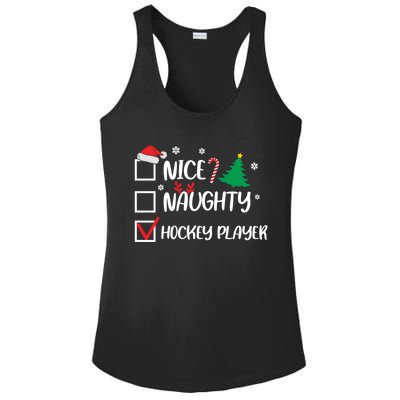 Nice Naughty Hockey Player Christmas List Santa Gift Ladies PosiCharge Competitor Racerback Tank