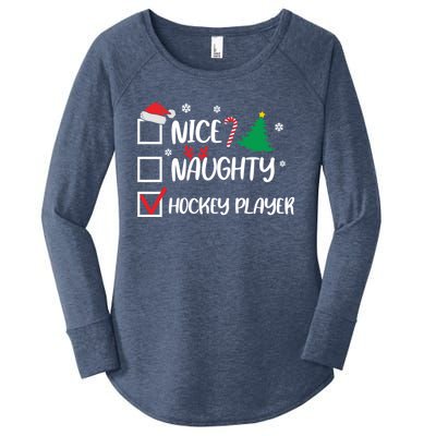 Nice Naughty Hockey Player Christmas List Santa Gift Women's Perfect Tri Tunic Long Sleeve Shirt