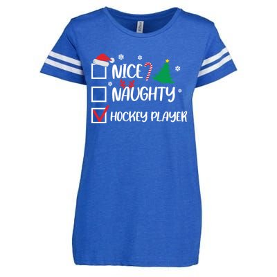 Nice Naughty Hockey Player Christmas List Santa Gift Enza Ladies Jersey Football T-Shirt