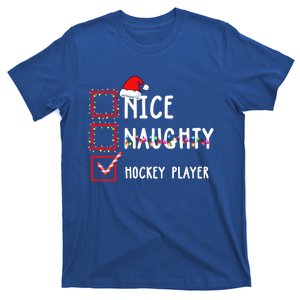 Nice Naughty Hockey Player Christmas List Santa Claus Cute Gift T-Shirt