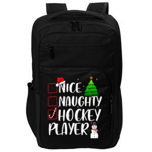 Nice Naughty Hockey Player Christmas Matching Top Gift Impact Tech Backpack