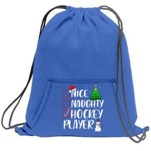 Nice Naughty Hockey Player Christmas Matching Top Gift Sweatshirt Cinch Pack Bag