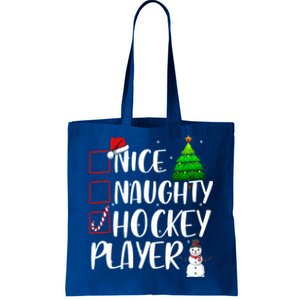 Nice Naughty Hockey Player Christmas Matching Top Gift Tote Bag