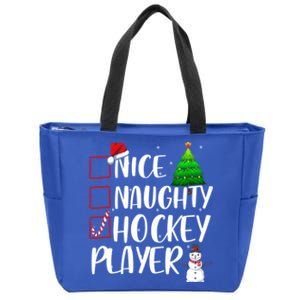 Nice Naughty Hockey Player Christmas Matching Top Gift Zip Tote Bag