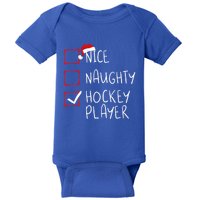 Nice Naughty Hockey Player List Christmas Santa Claus Cute Gift Baby Bodysuit