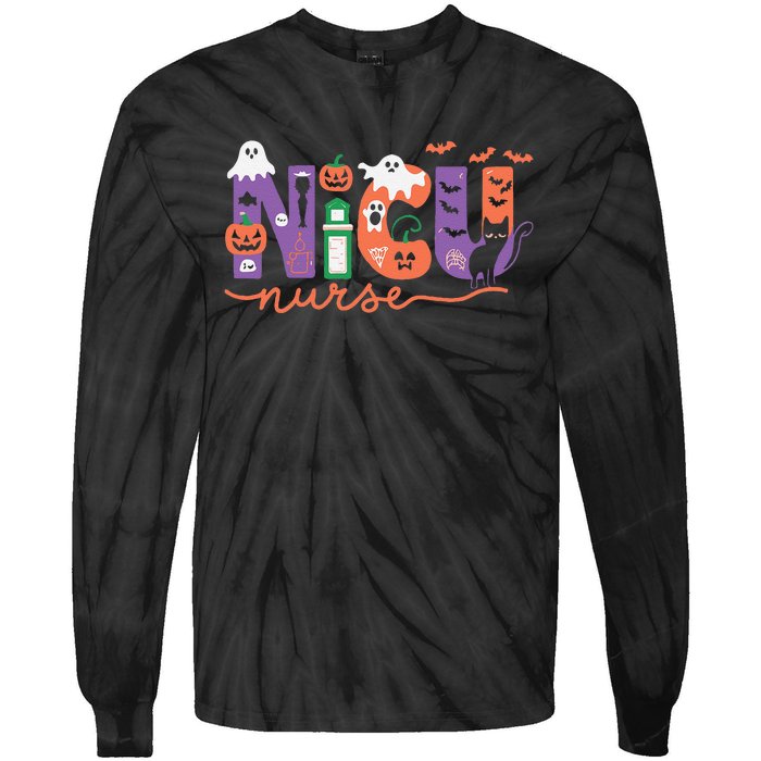 Nicu Nurse Halloween Neonatal Intensive Care Unit Halloween Tie-Dye Long Sleeve Shirt