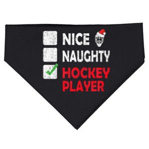 Nice Naughty Hockey Player Humor Christmas List Santa Hat  USA-Made Doggie Bandana