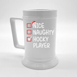 Nice Naughty Hockey Player Funny List Christmas Xmas Gift Beer Stein