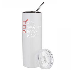 Nice Naughty Hockey Player Funny List Christmas Xmas Gift Stainless Steel Tumbler