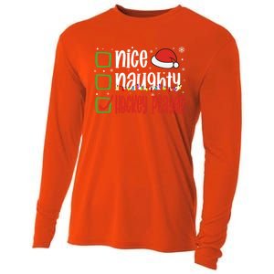 Nice Naughty Hockey Player Holiday Xmas 2023 Funny Christmas Gift Cooling Performance Long Sleeve Crew