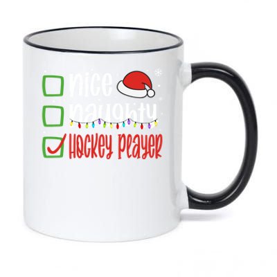 Nice Naughty Hockey Player Holiday Xmas 2023 Funny Christmas Gift 11oz Black Color Changing Mug