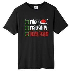 Nice Naughty Hockey Player Holiday Xmas 2023 Funny Christmas Gift Tall Fusion ChromaSoft Performance T-Shirt