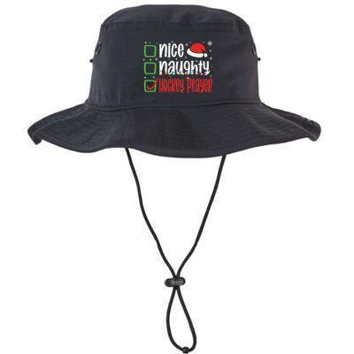 Nice Naughty Hockey Player Holiday Xmas 2023 Funny Christmas Gift Bucket Hat