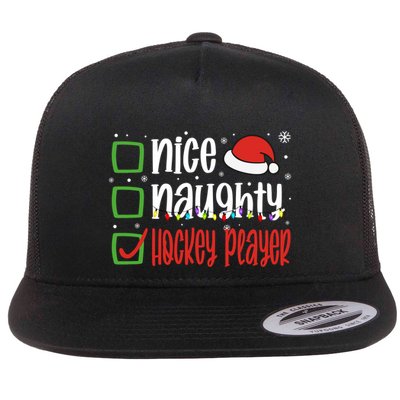 Nice Naughty Hockey Player Holiday Xmas 2023 Funny Christmas Gift Flatbill Hat