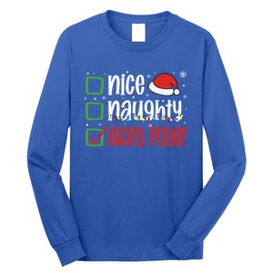 Nice Naughty Hockey Player Holiday Xmas 2023 Funny Christmas Gift Long Sleeve Shirt