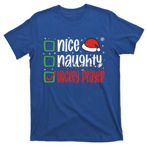 Nice Naughty Hockey Player Holiday Xmas 2023 Funny Christmas Gift T-Shirt