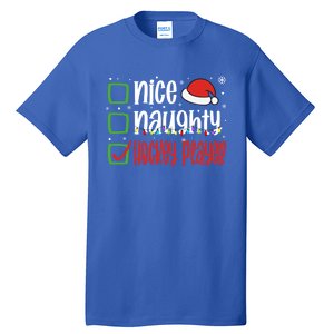 Nice Naughty Hockey Player Holiday Xmas 2023 Funny Christmas Gift Tall T-Shirt