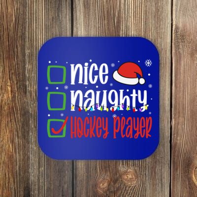 Nice Naughty Hockey Player Holiday Xmas 2023 Funny Christmas Gift Coaster